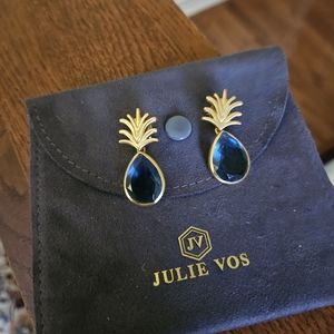 Julie Vos Authentic Pineapple demi earring sapphire blue
